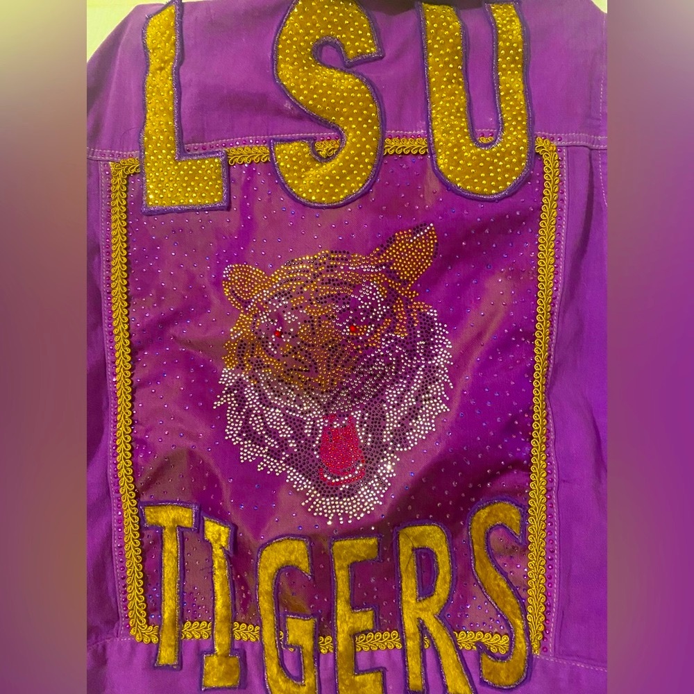 LSU Custom Vintage Denim Jacket Size Large